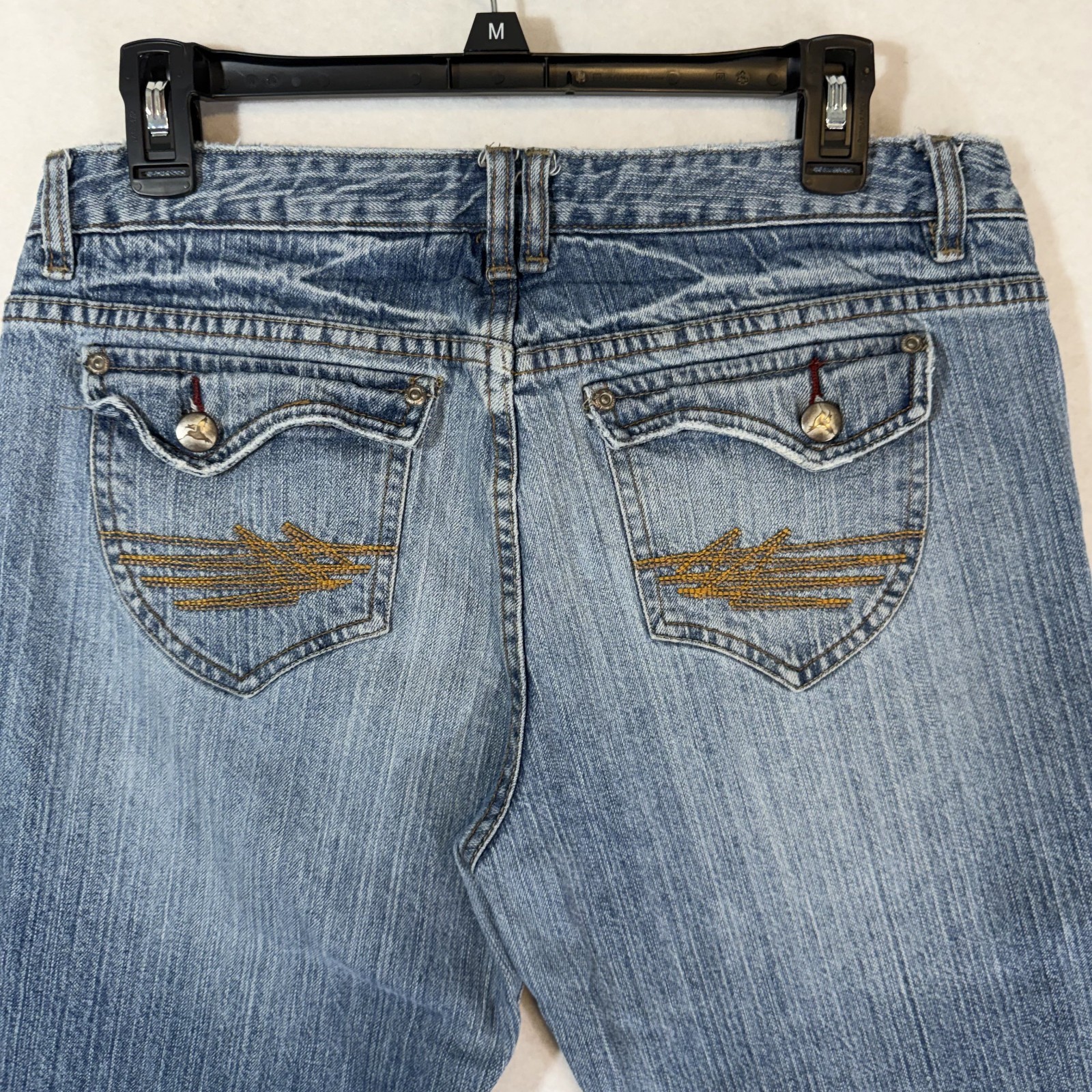 VTG 90s Y2K MUDD Jeans Crop Sz 13 US 35″ Waist Capri Pant Boho