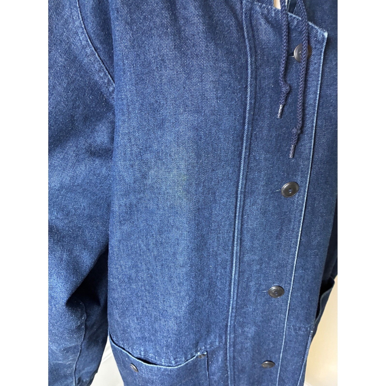 Etienne Aigner Denim Quilted Hooded Utility Parka Jacket Women’s Small Vintage