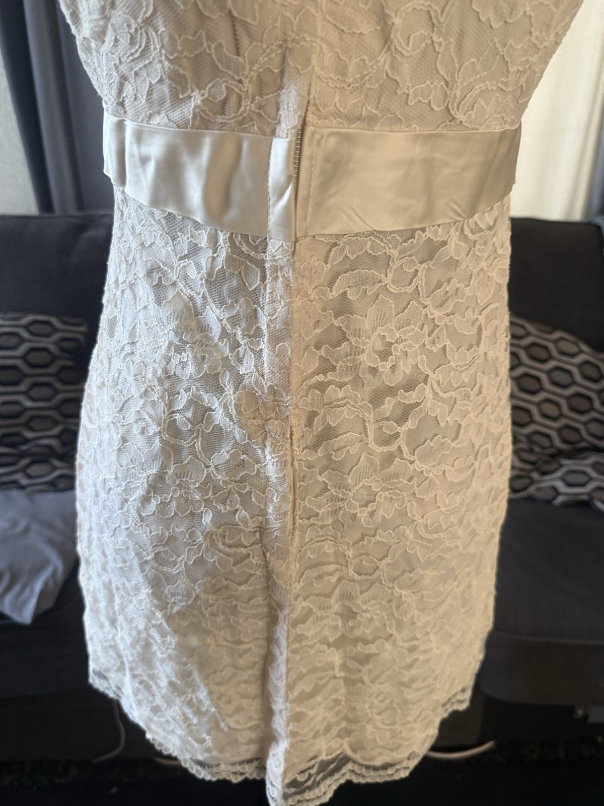 Vintage 1960’s Ivory Lace Hippie Wedding GoGo tunic Mini Dress M