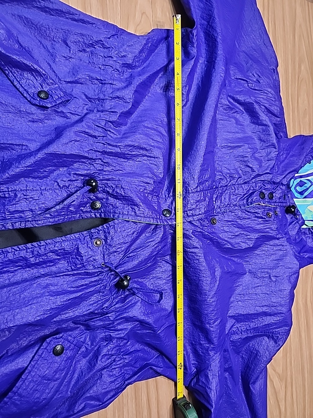 Vintage Obermeyer Wind Breaker Jacket 1980s Purple And Neon Abstract Snaps…
