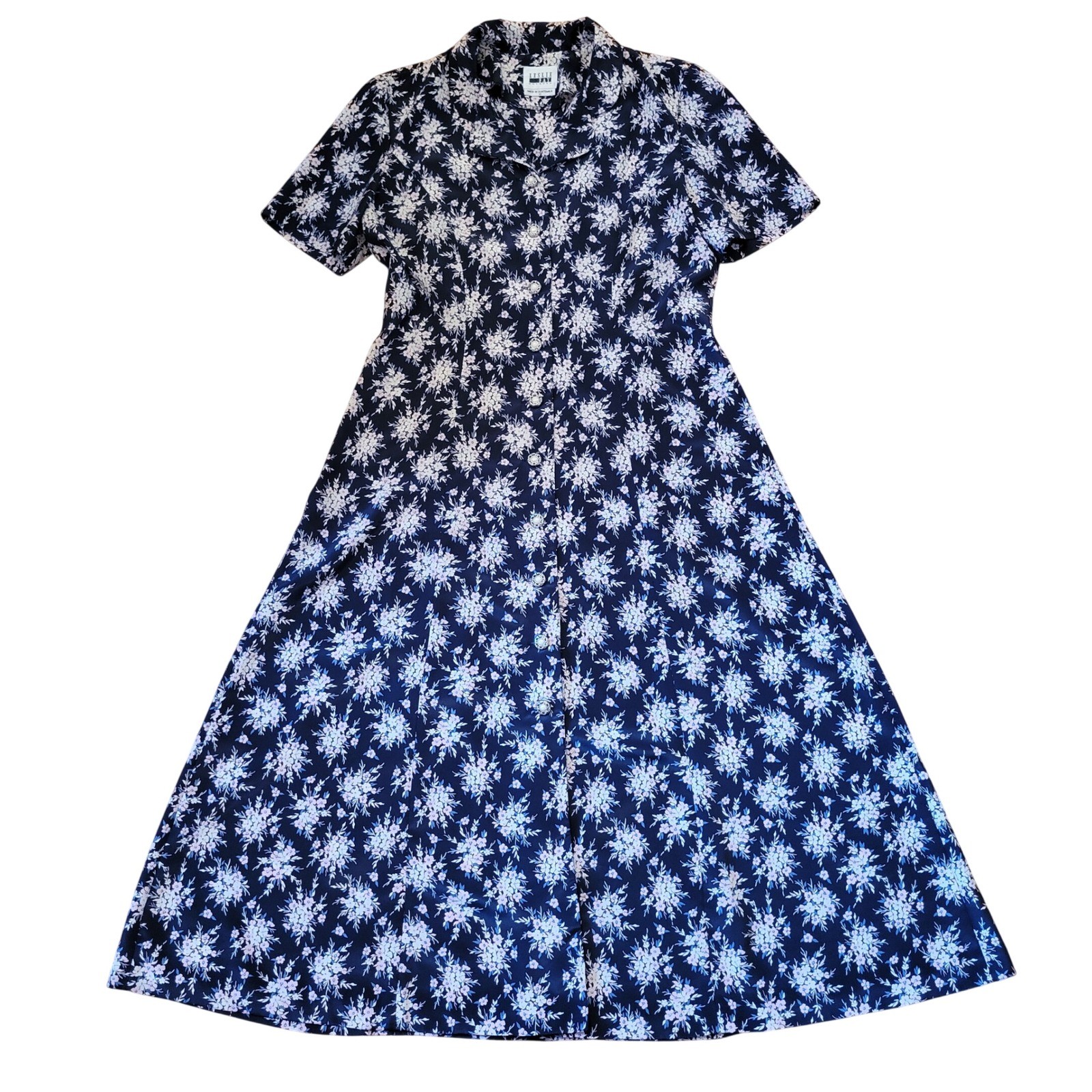 Vintage Leslie Fay Floral Coquette Midi Dress 10 Granny Grandma Ditzy Cottage
