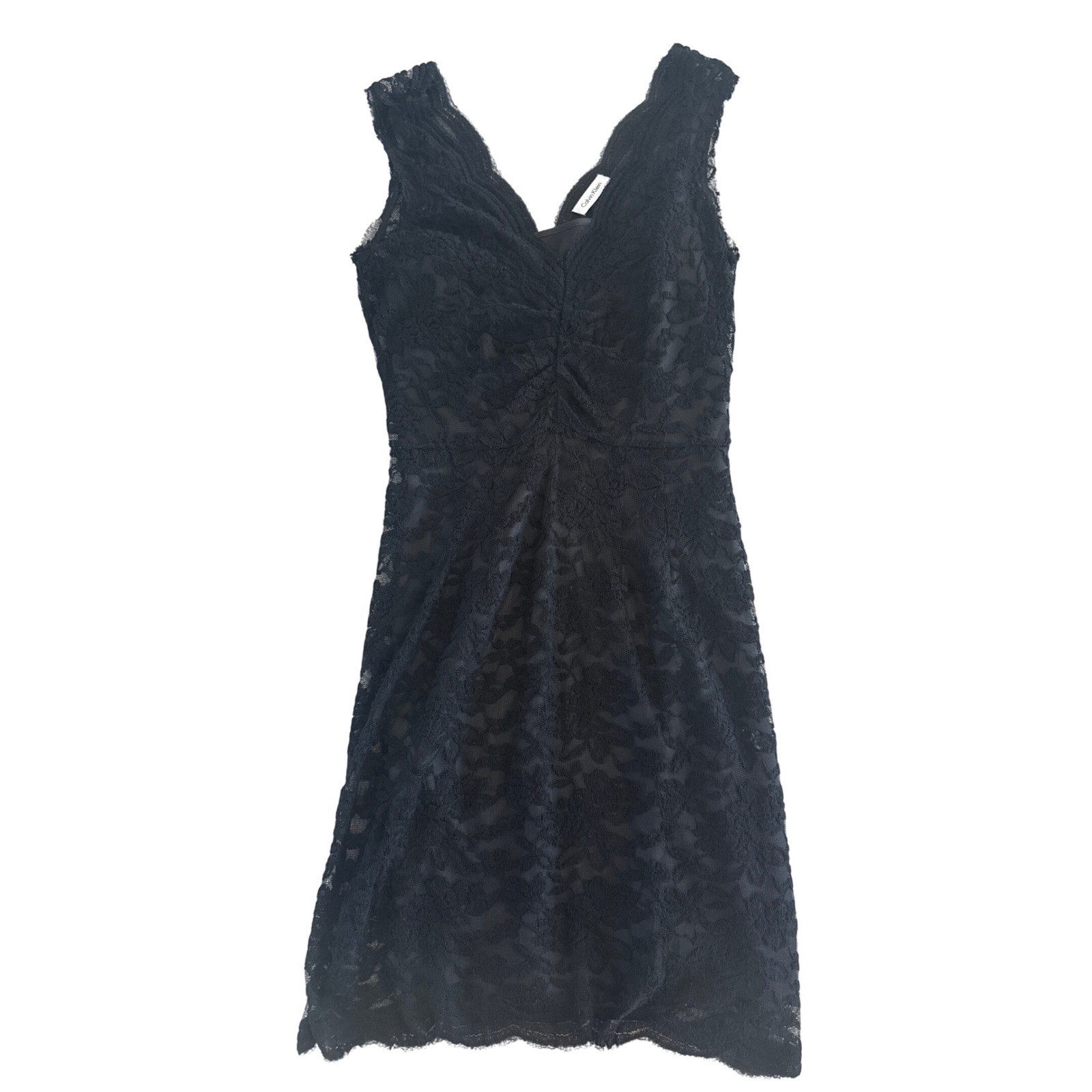 Vintage Calvin Klein Black Lace Dress Sleeveless V-Neck S Y2K Whimsigoth Fairy