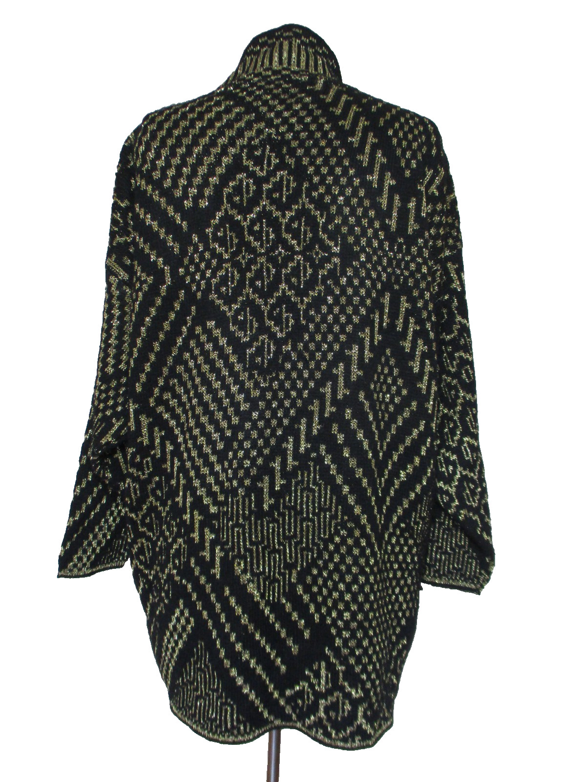 Vintage Parkway Knits Cardigan Sweater XL Women Black Metallic Gold