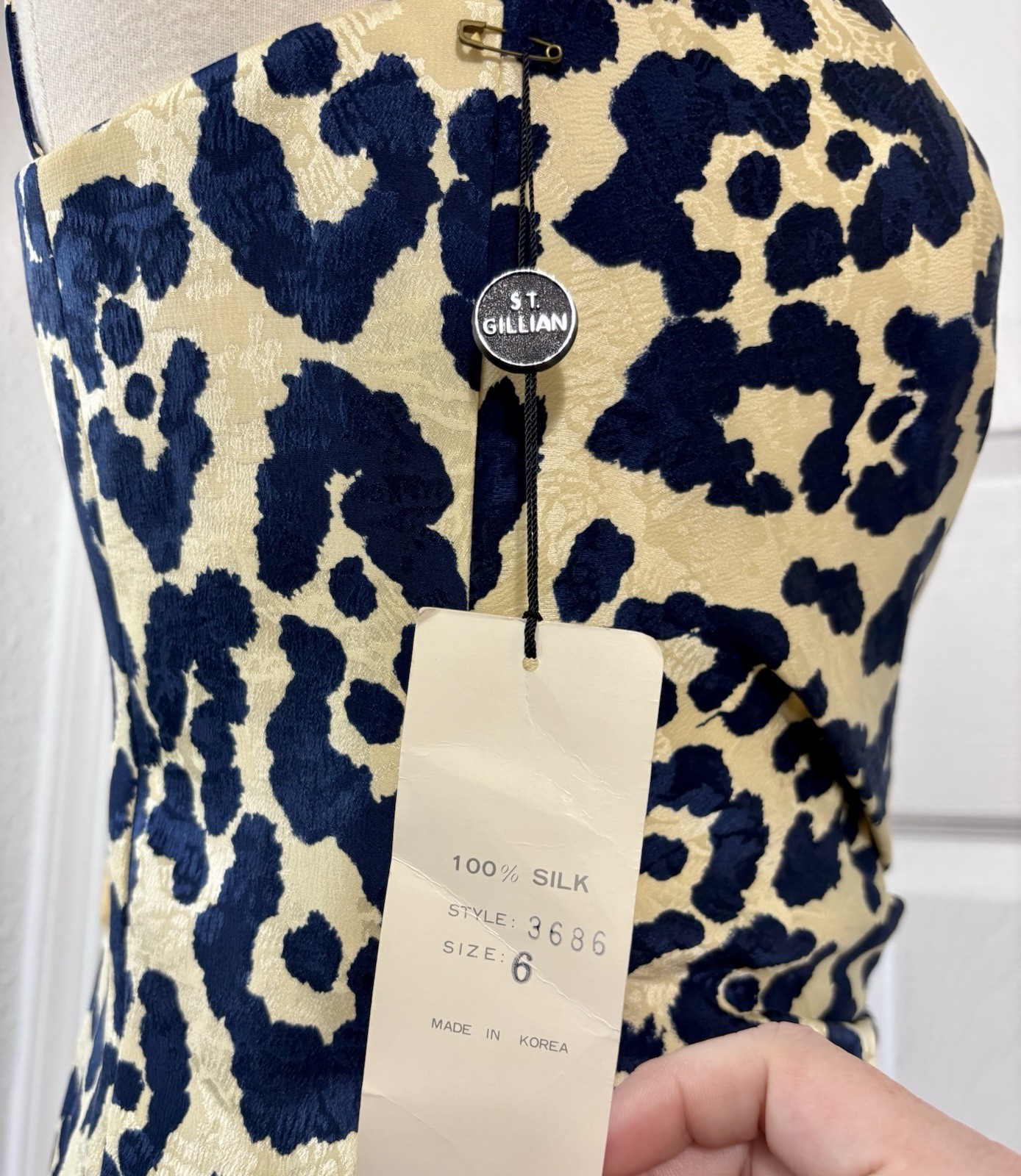 Vintage 1988 S.I.L.K.S St Gillian Silk Leopard Cocktail Dress Deadstock 6