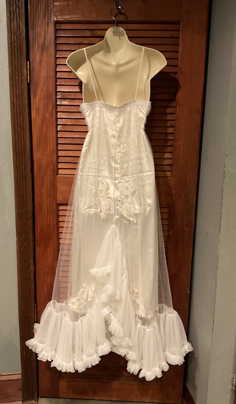 VTG 50s 60s Dbl Layer Ruffles Bride Slip Dress Wedding Gown Maternity Honeymoon
