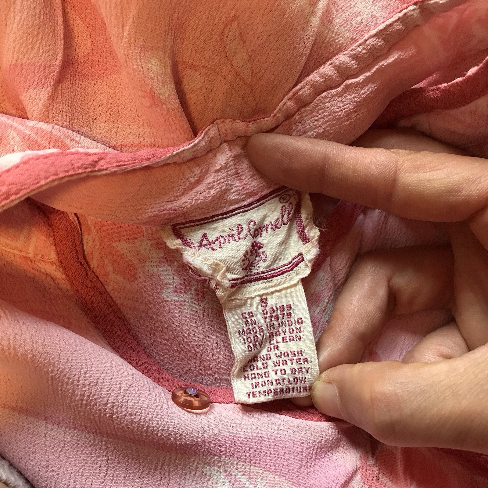 April Cornell Vintage Asian Inspired Pink Dress Size S 90s Garden Party Romantic