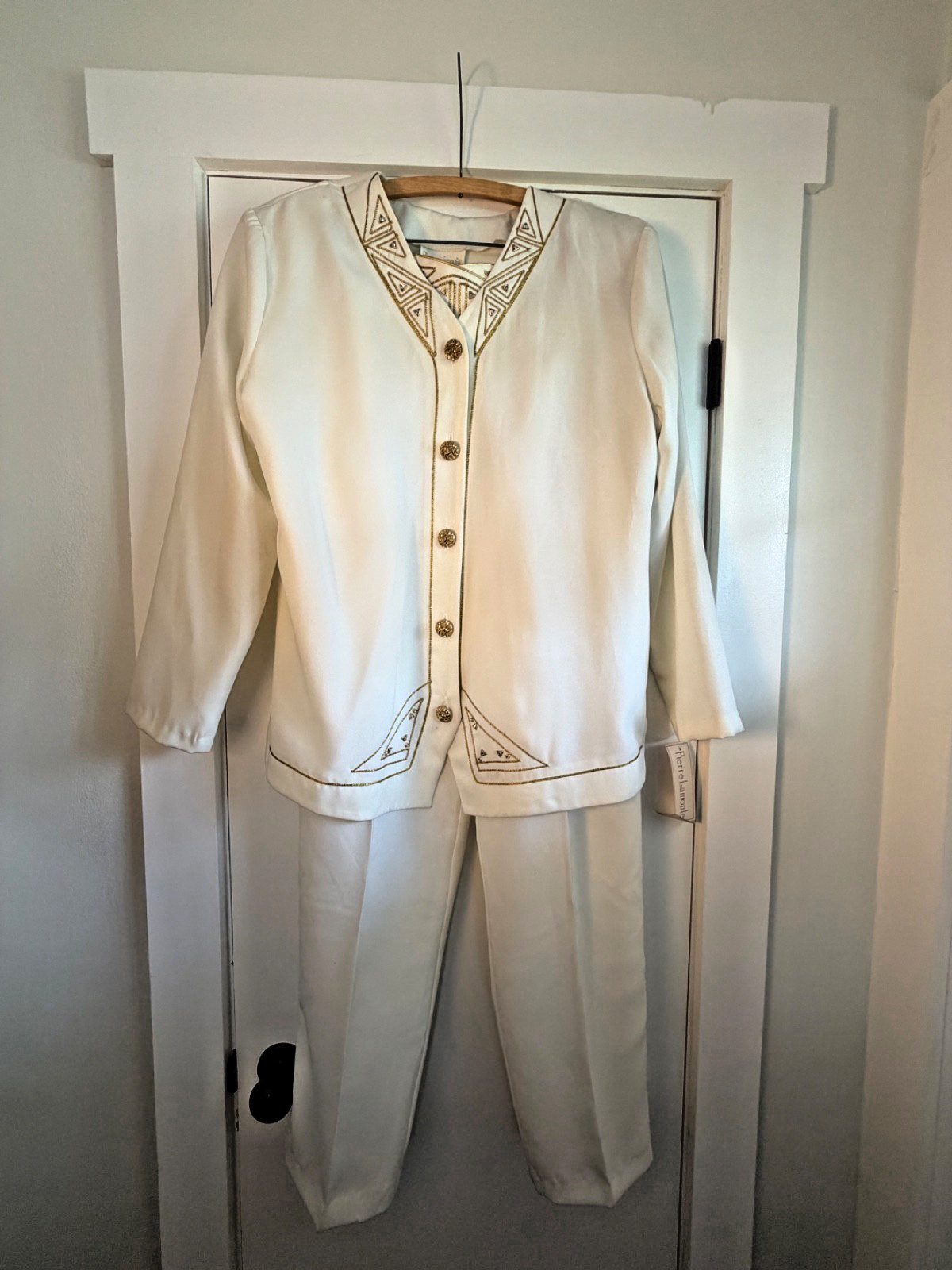 Vintage 80s Pierre Lamonte White/Gold Suit Ivana Trump Style NWT NOS Size 12