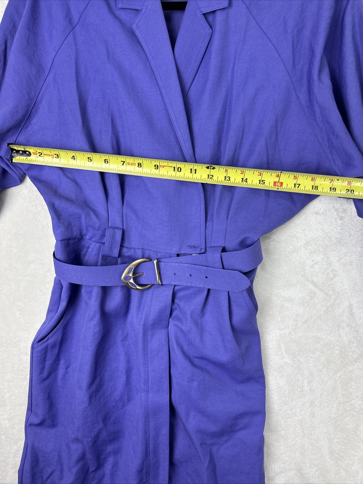 Vintage 80s Joseph Ribkoff Purple Dress Suit One Piece With Belt Button Up Skirt