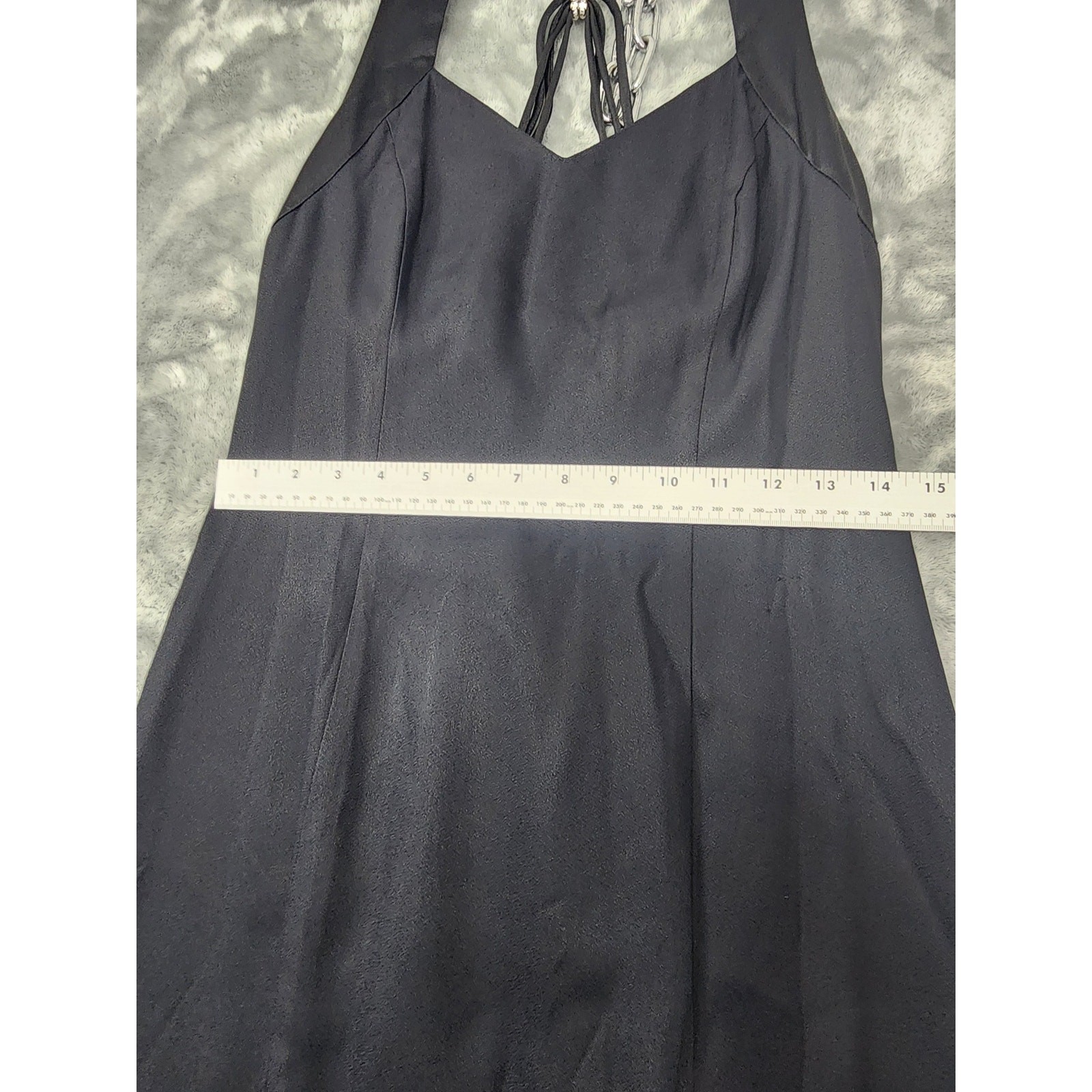 Vintage Niki Originals Taffeta Strappy Rhinestone Sheath Dress Size 10 Black