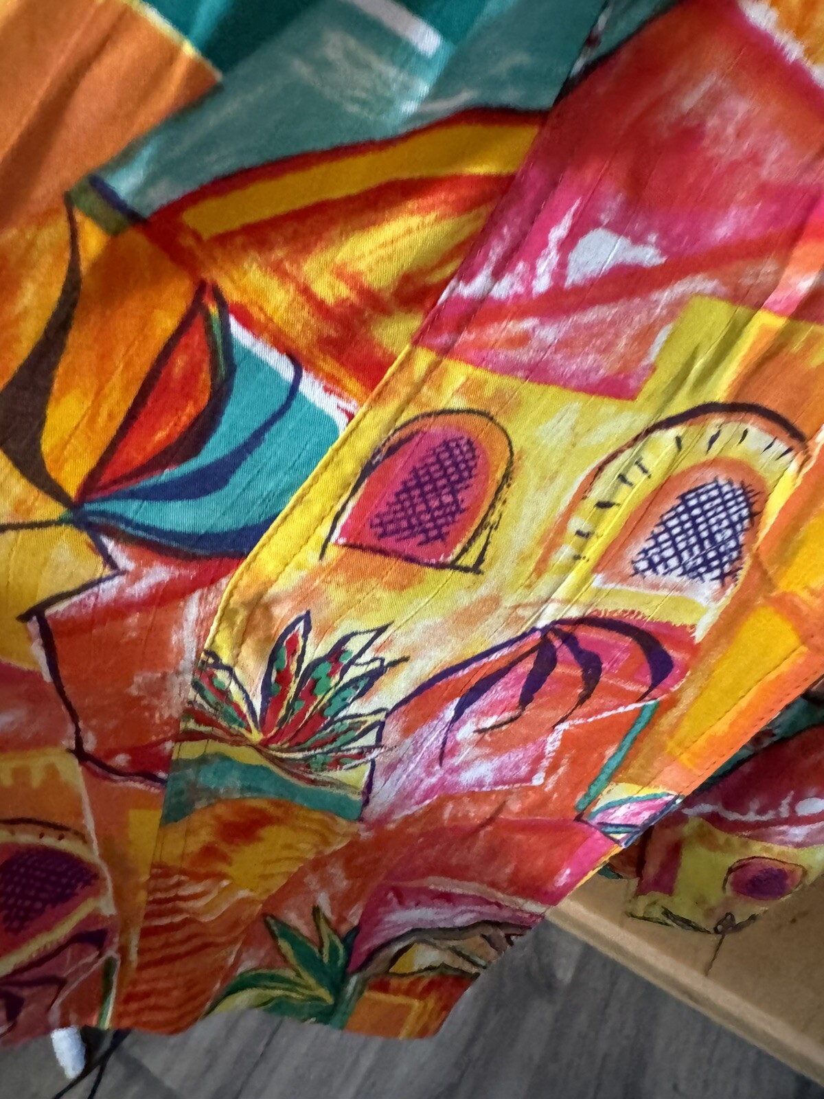 1980s 1990s Resort Wear Print Colorful Retro Dress by George Georgiou Medium