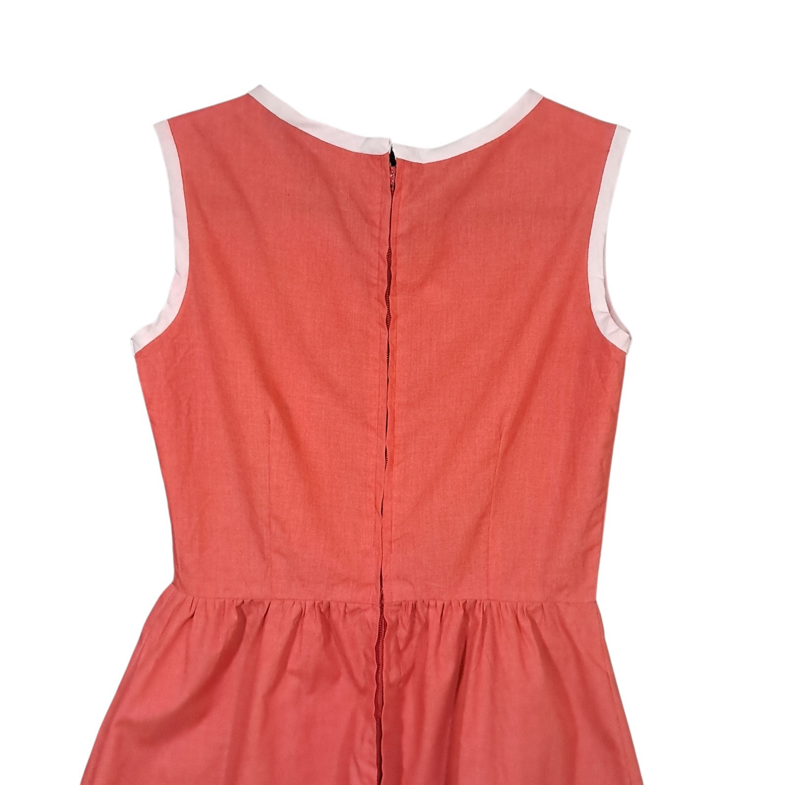 Vintage 50s Tall Shop Dress Coral Hourglass Union Made Rockability Retro Medium