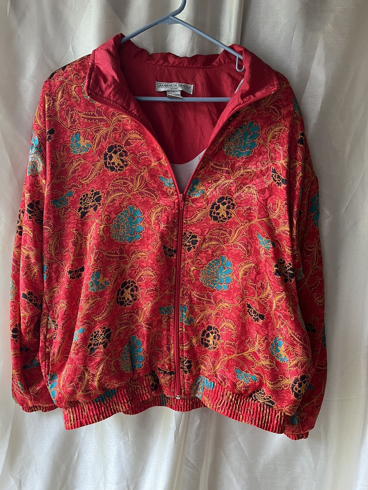 Vintage 80s Amanda Smith Sport Paisley Windbreaker Jacket Shoulder Pads