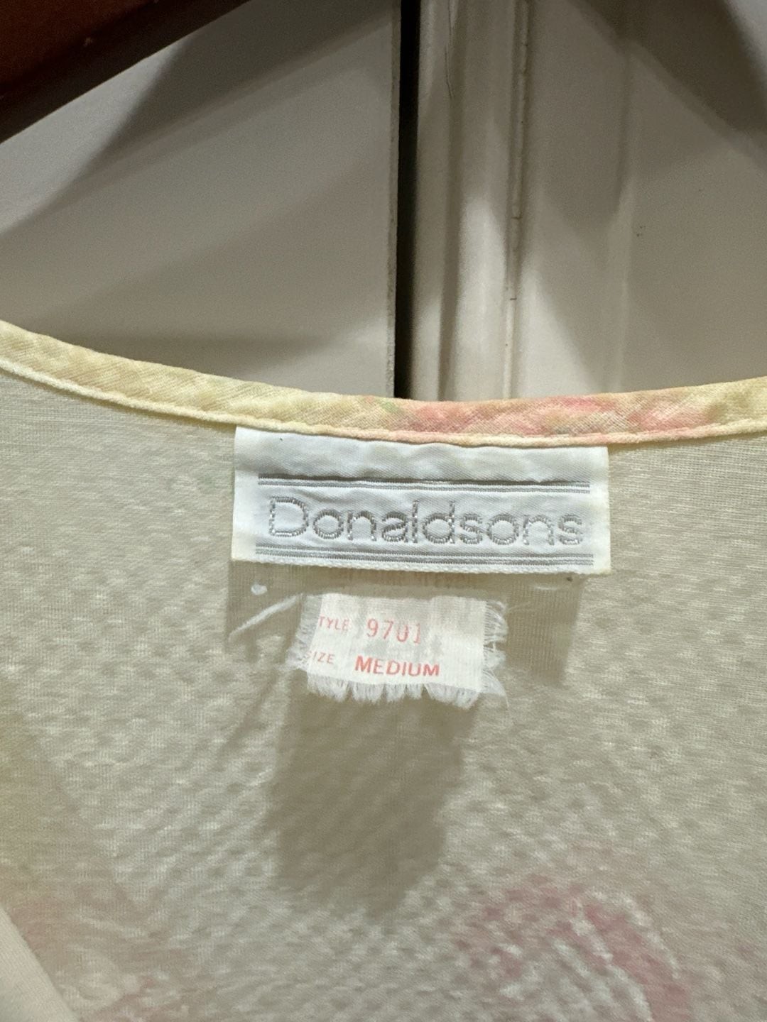 Vintage Donaldsons Floral Eyelet Collar Seersucker Nightgown