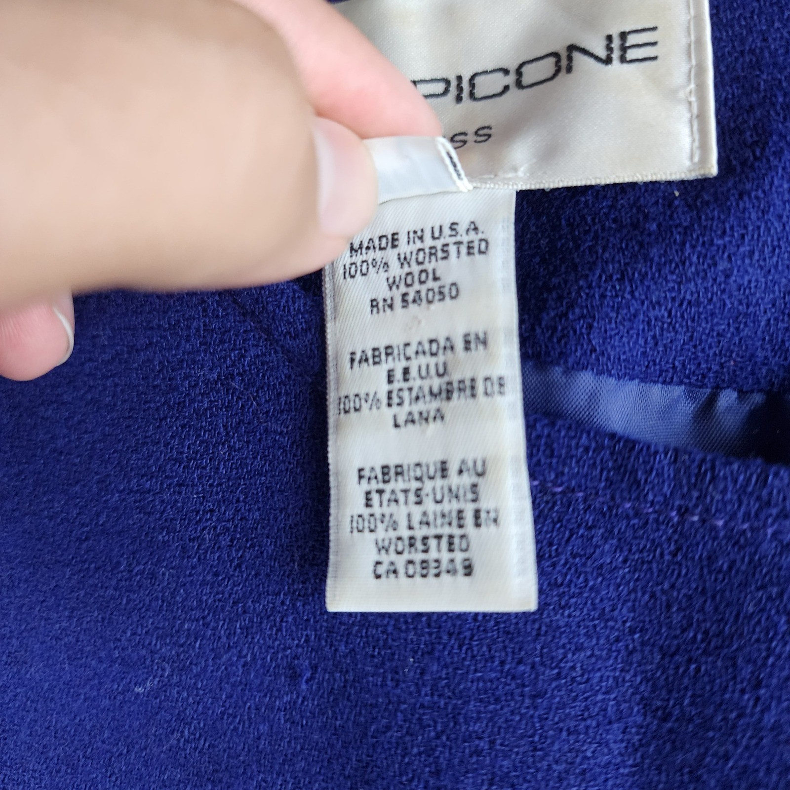 Evan-Picone Sheath Dress Women 12 Blue Worsted Wool Vintage Made in USA Toggle