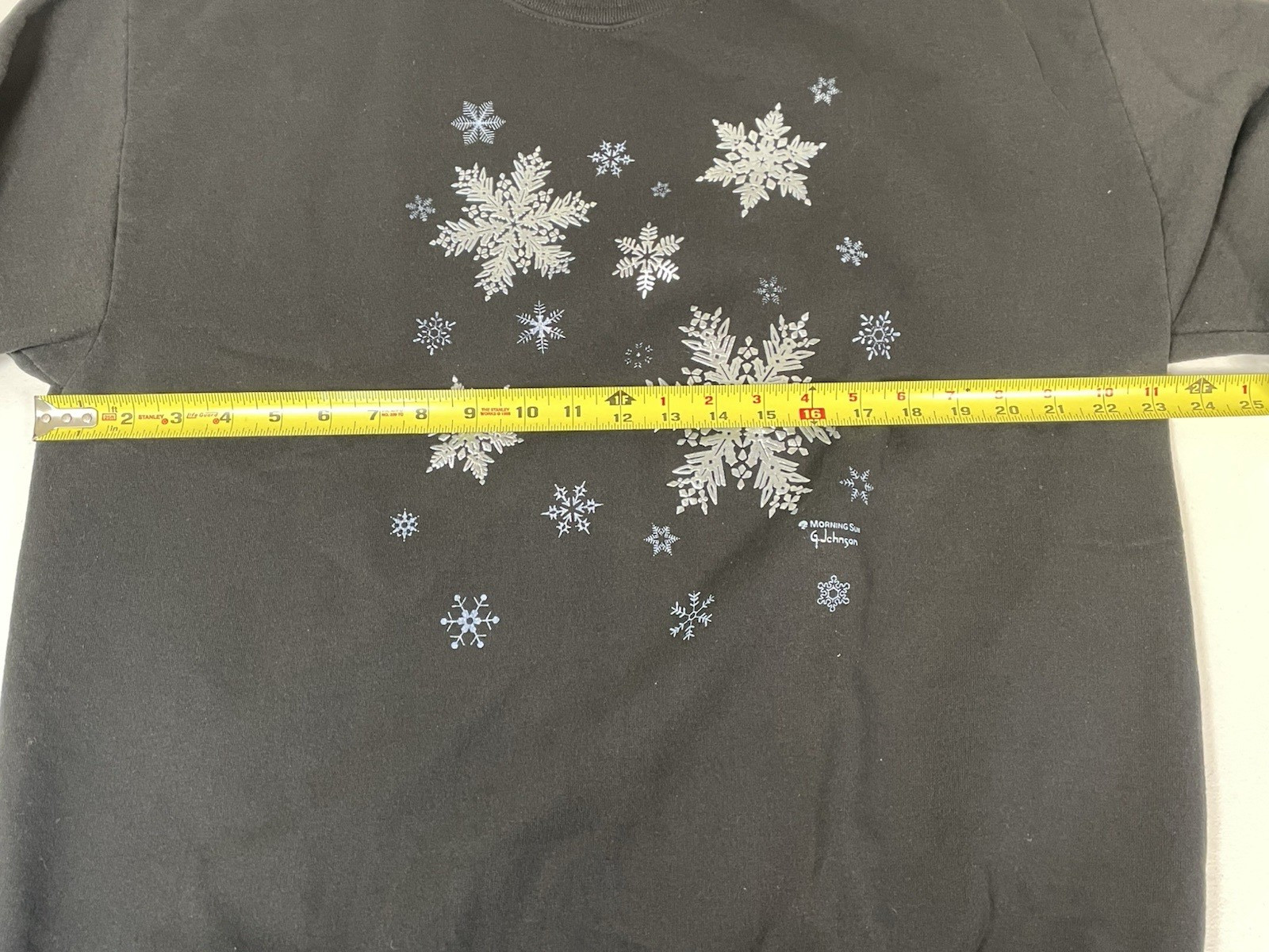 Vintage Morning Sun Sweatshirt XL Grandmacore 90s Snowflakes Winter Black USA