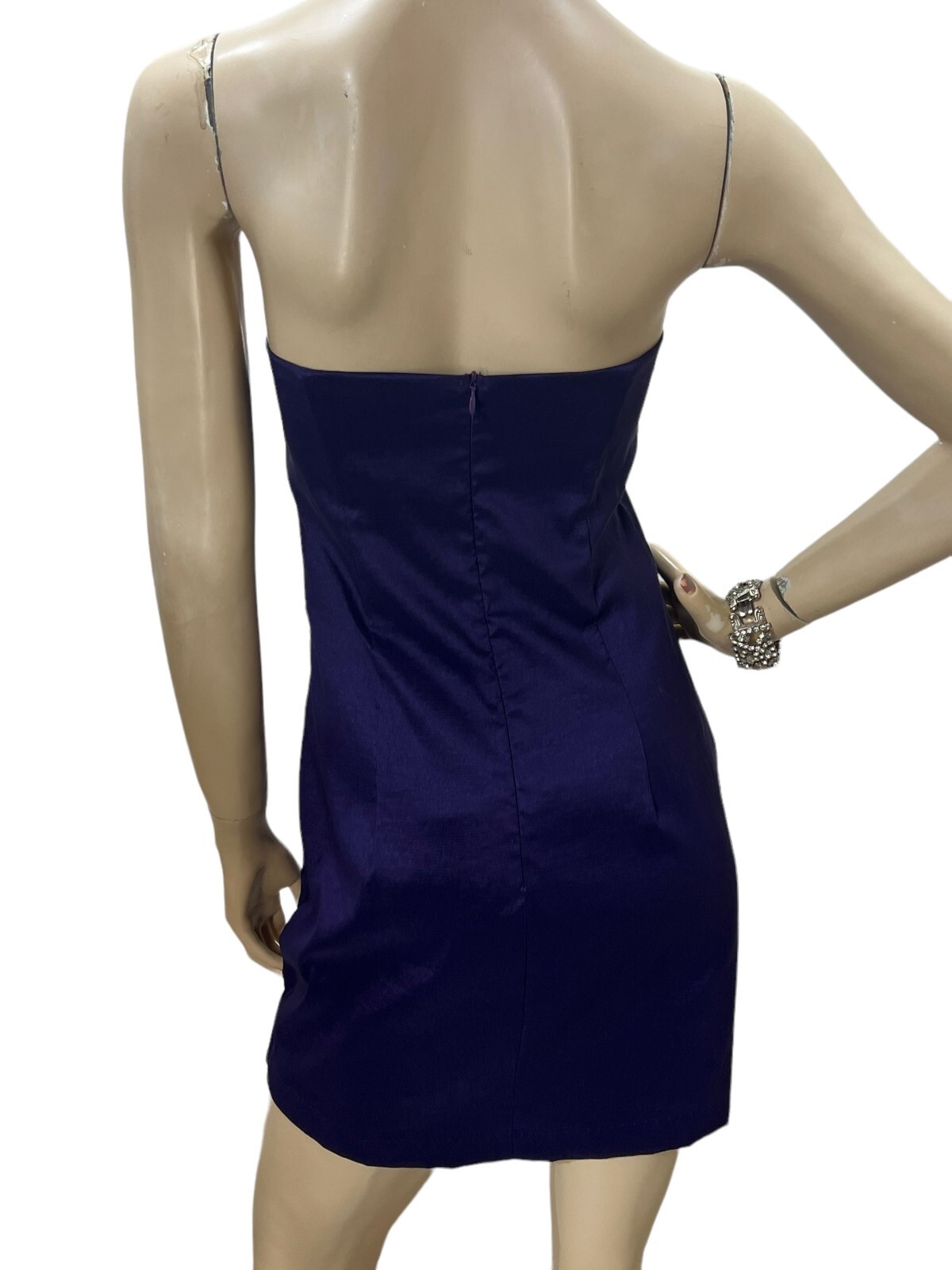 M~L Vtg 80s Purple Dress Wrap Front BOW Prom Party Club Strapless Let’s Fashion