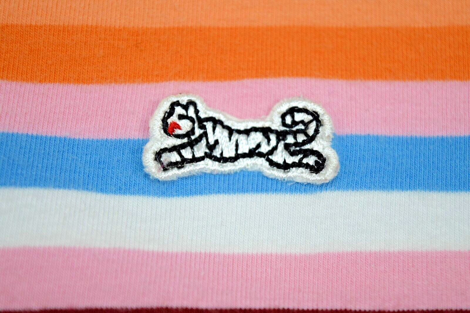 Vintage Womens Le TIGRE Shirt Size S/M 90s Pink Blue Orange Stripes White Tiger
