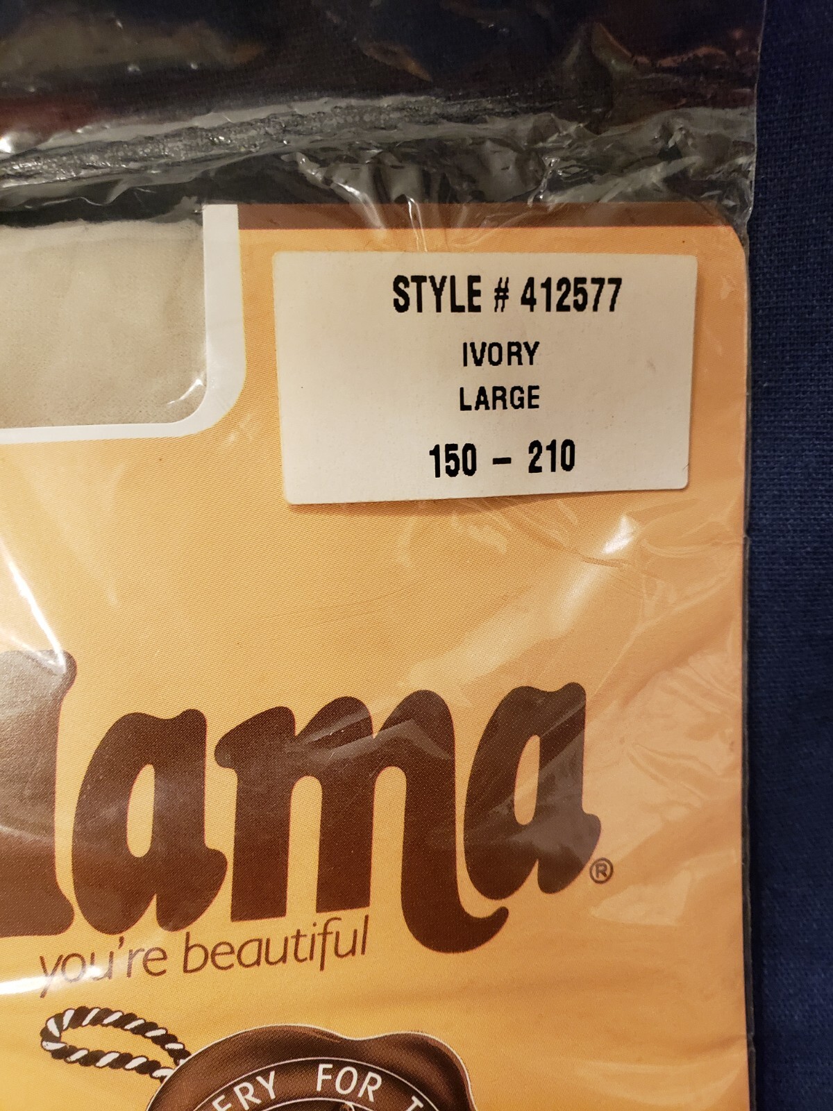 Big Mama Pantyhose Plus Size Hosiery Ivory Large L new in packaging Vintage