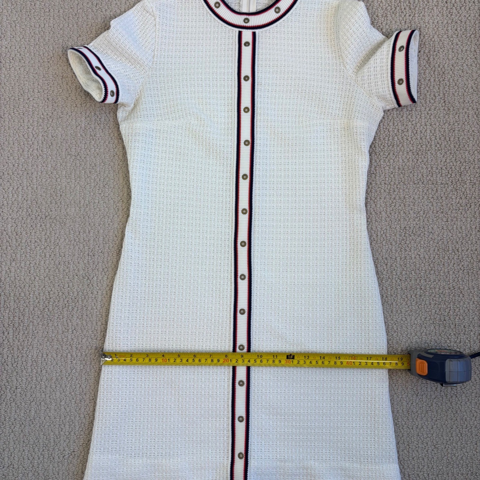 Vintage 60s Tannel Knits Trevira Era Mod Shift Dress | White, Small ILGWU TWA