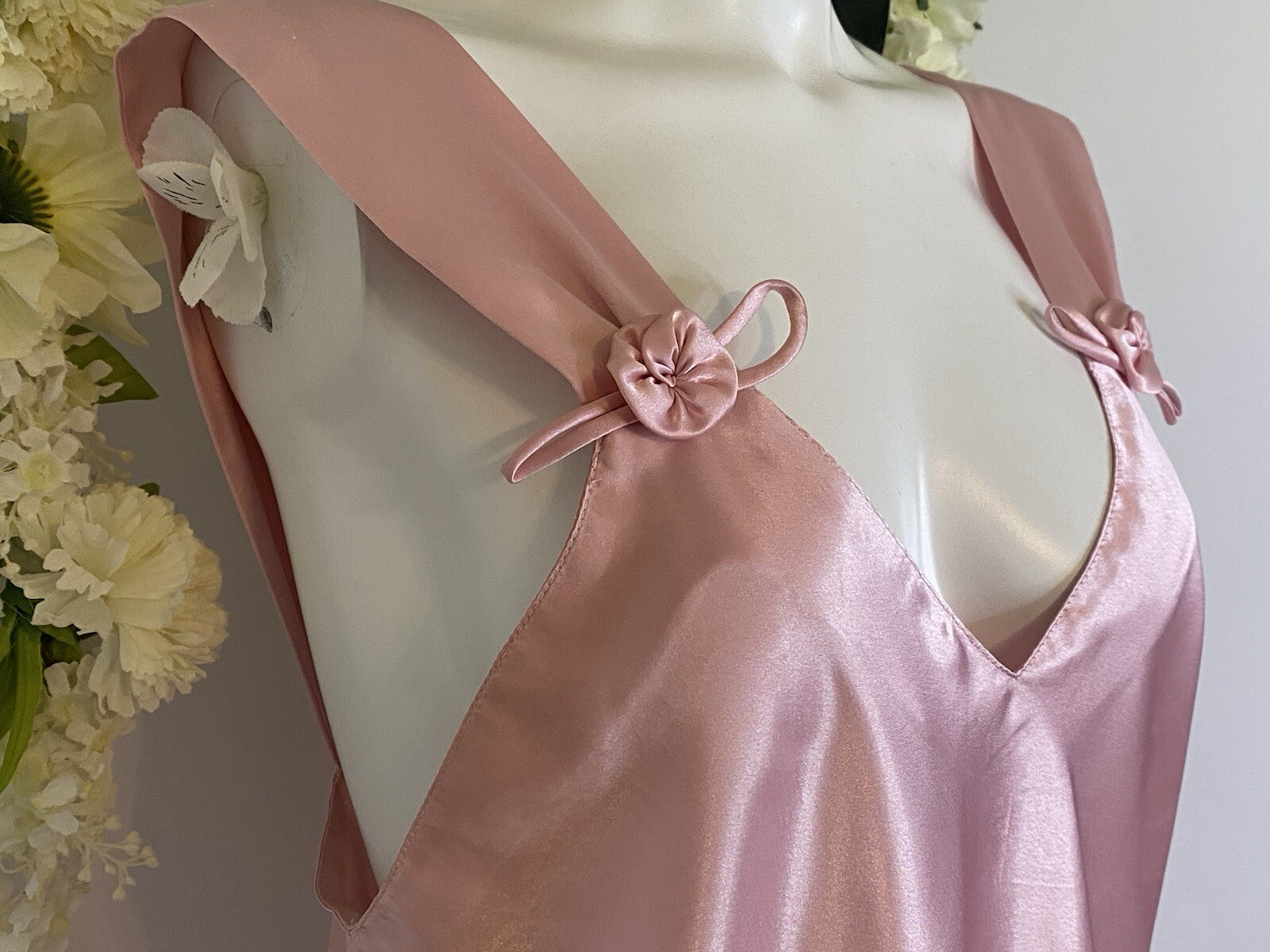 Vintage Val Mode Pink Lingerie Peignoir Sleep Gown Dress Ankle Length Size Large