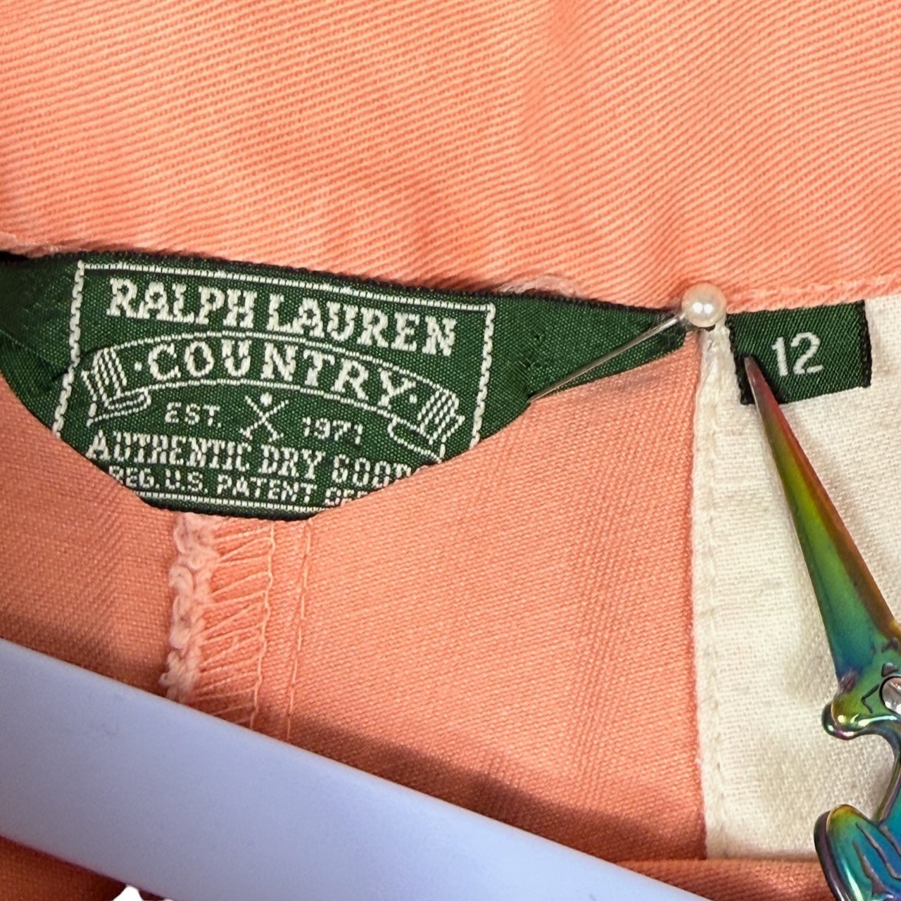 Vintage Ralph Lauren Country Coral Shorts Women 12 Pleated High Waist 90s USA