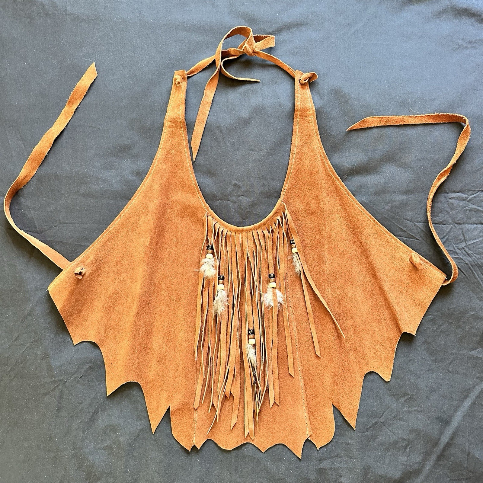Vintage 70’s NWOT Deadstock Rust Brown Suede Halter Top. Small. Boho. Festival.