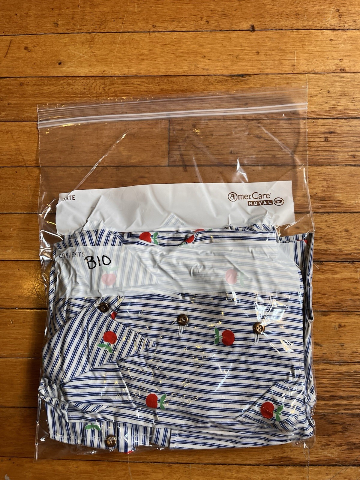 VINTAGE 70s Jamison Boutique Apple Co-Ord Set 2 Piece Shirt Skirt Pinstripe Blue