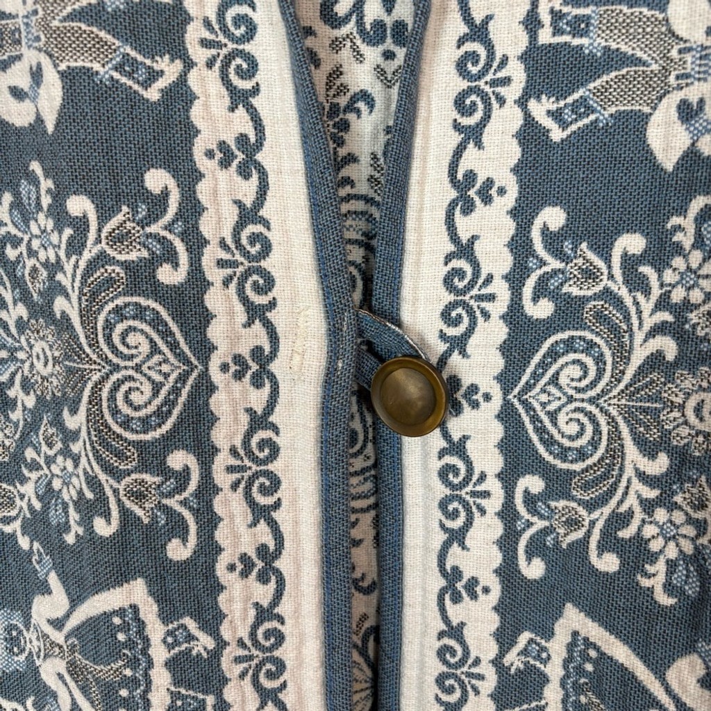 Vintage Reversible Long Cotton Jacket Created With Woven Folk Imagery