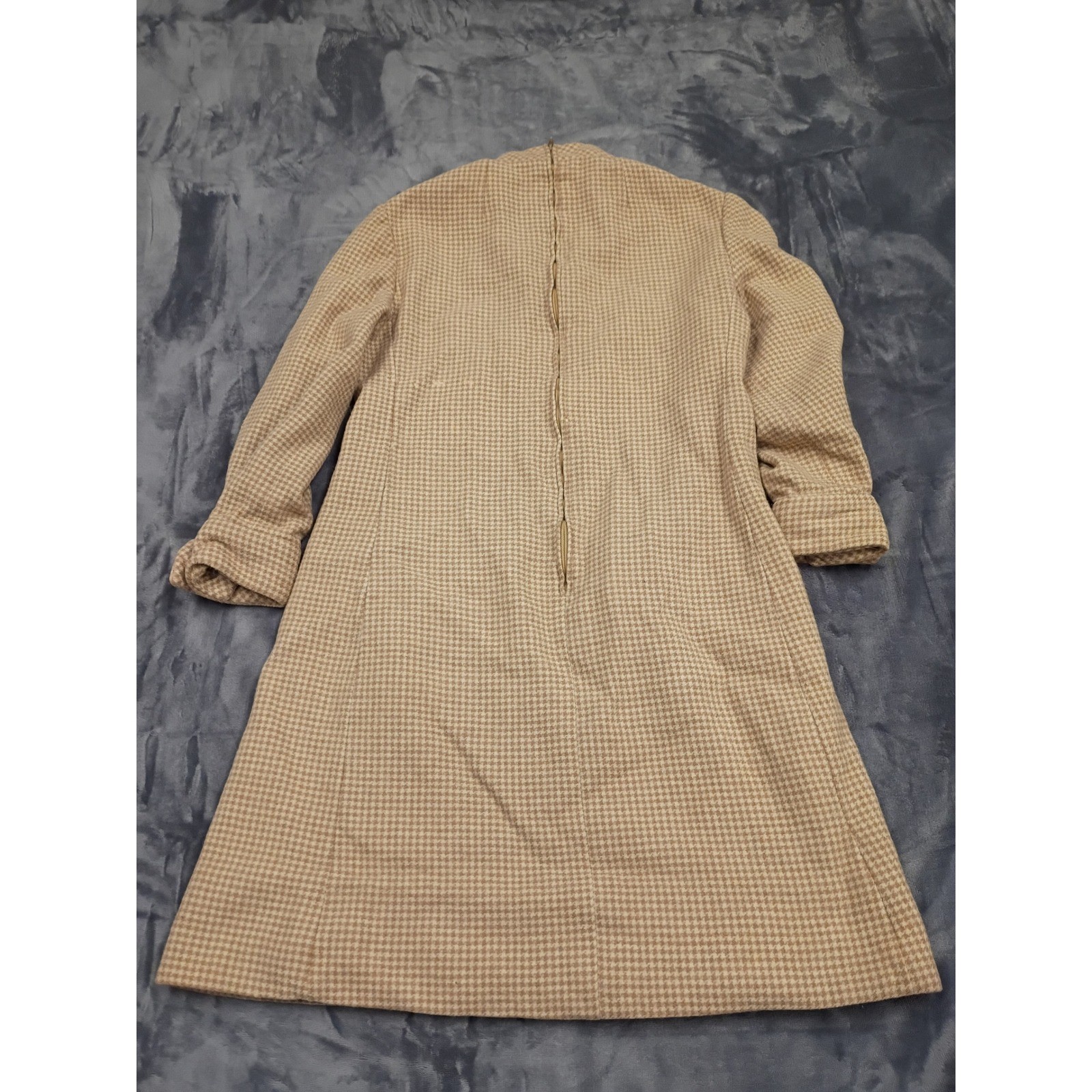 Boutique by Charles Cooper Vintage Houndstooth Dress Womens Tan Mod 60s 70s
