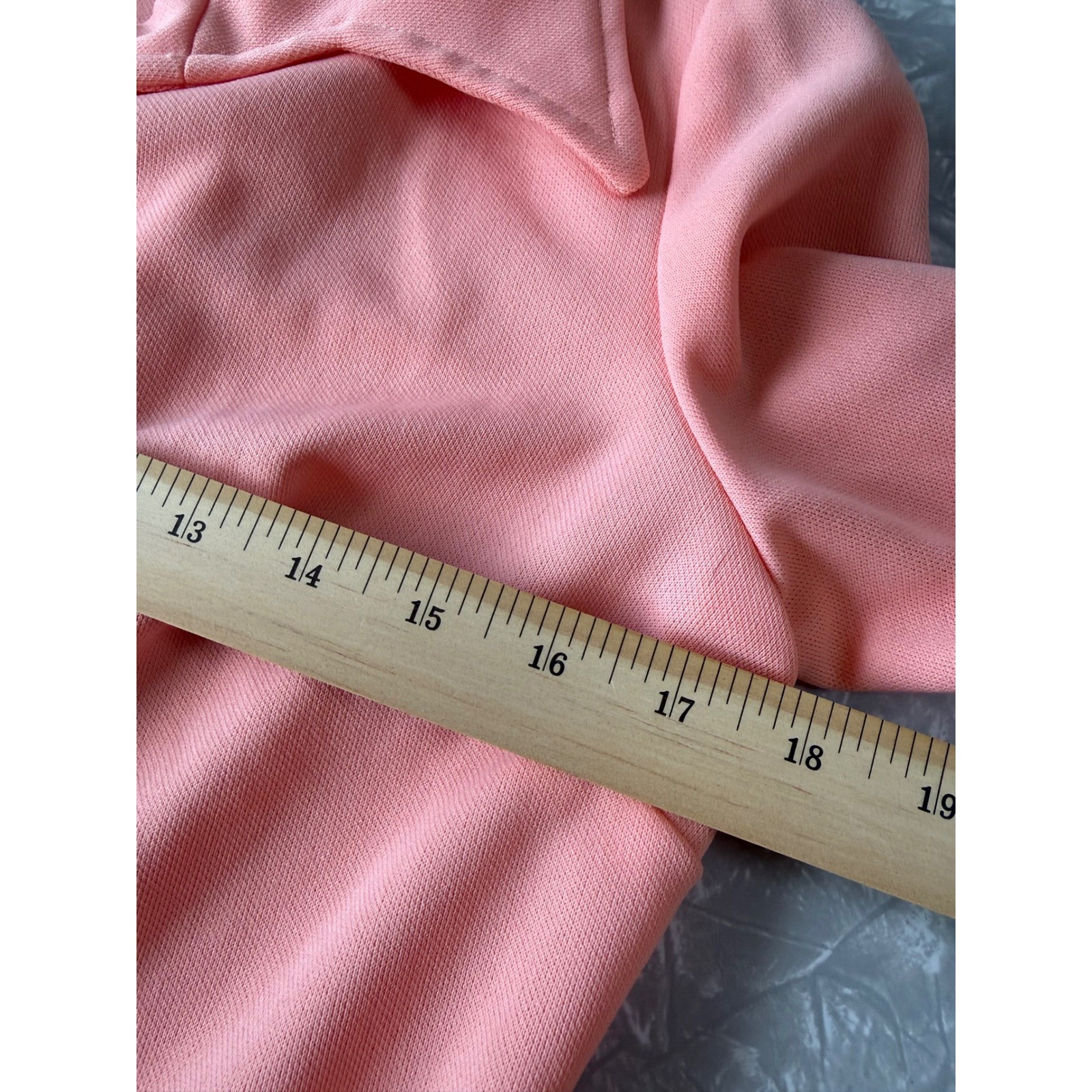 Vintage 70s Peach Coral Dagger Collar Button Up Blouse Long Sleeve Retro MOD
