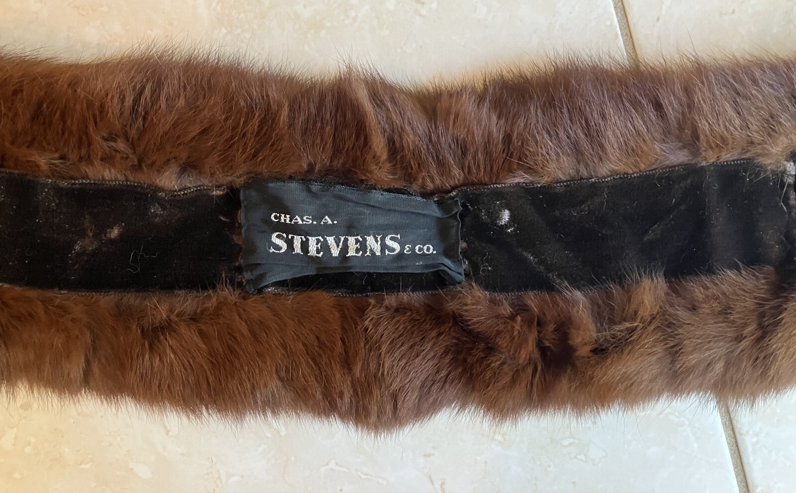 Vintage Chas A. Stevens Dark Brown Mink Fur Collar Scarf – 36″