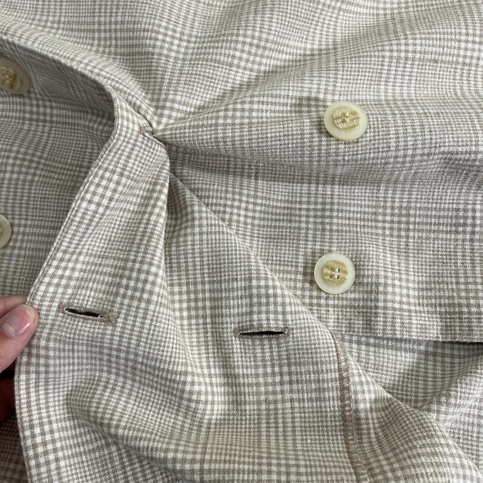 Vintage Sharon Young Button Up Plaid Dress No Size Retro Big Collar Charity