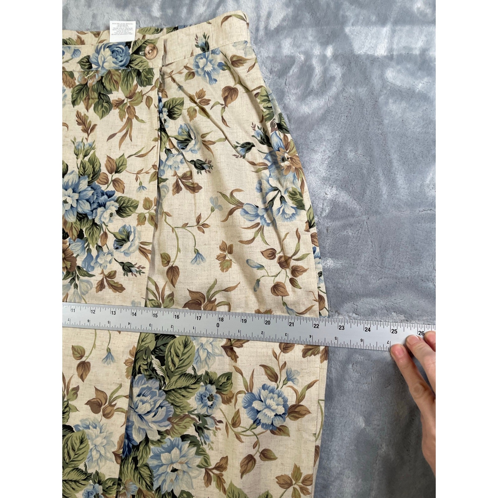 Vintage 90s blue rose floral print wrap midi skirt Koret cottage feminine Large