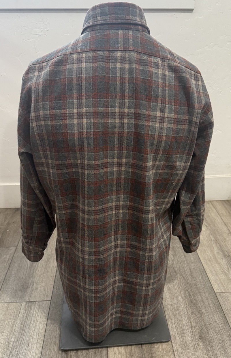 PENDLENTON plaid wool vintage shirt gray/orange women’s size Large pre-owned