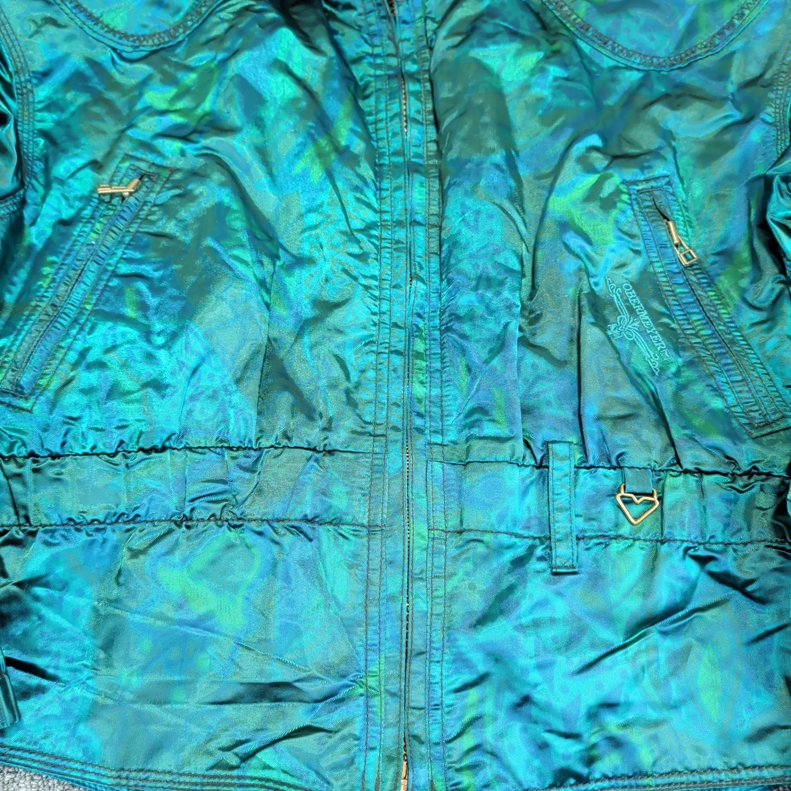 Obermeyer Womens Ski Jacket 8 Green Iridescent Puffer VTG Thermolite Insulated