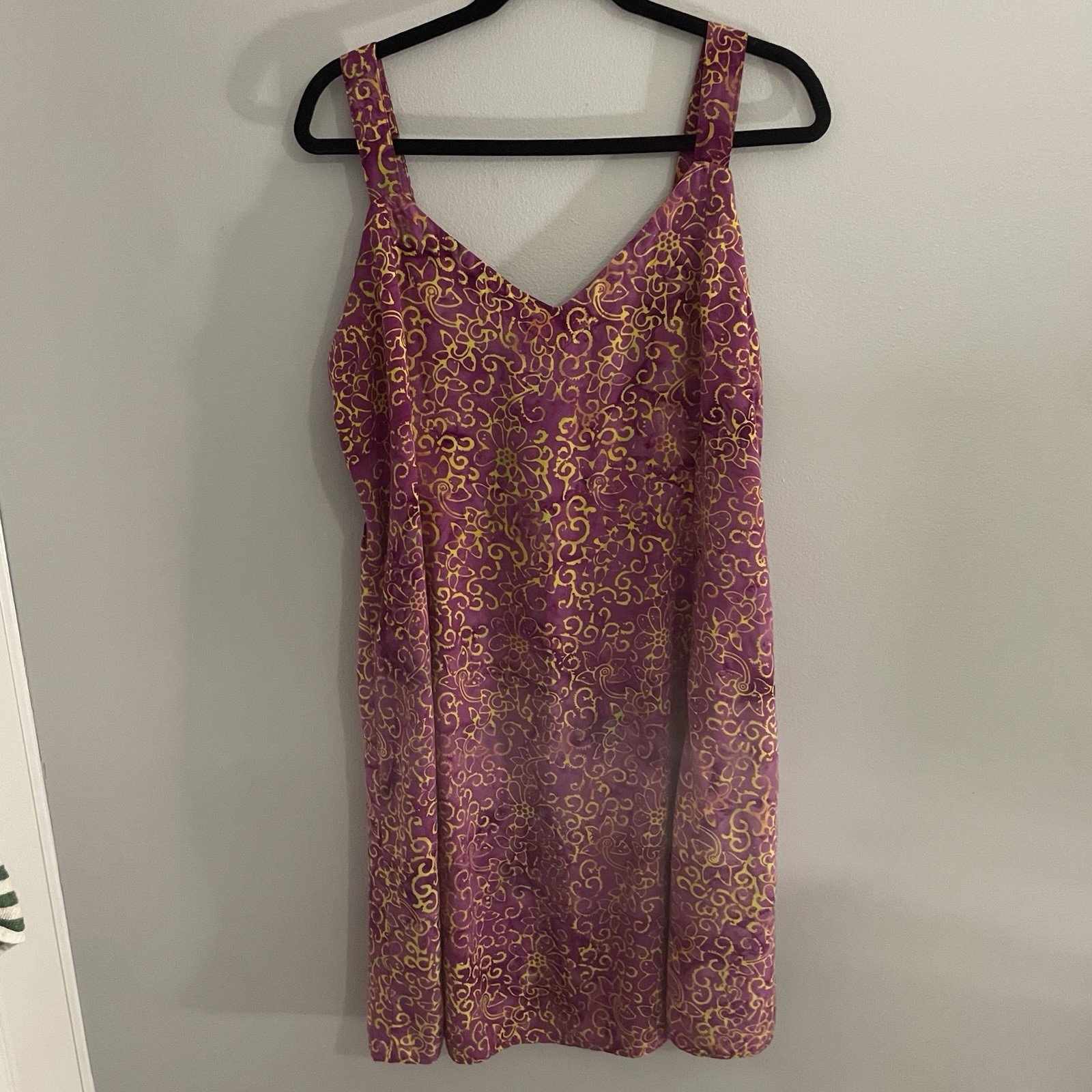 Vintage Womens Endeavour Dress XXL Fuchsia And Yellow Floral Pattern Sun Dress