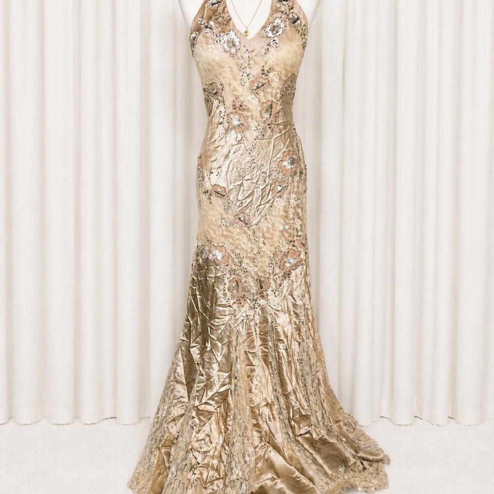 Vintage Sue Wong Nocturne Silk Beaded Mermaid Gown