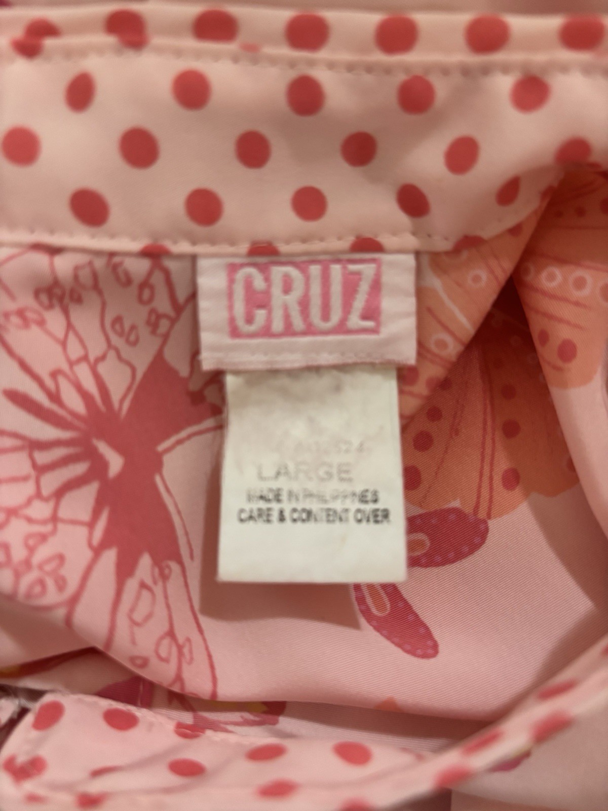 Vintage 90s Cruz Pink Butterfly Floral Duster Robe House Dress Size L