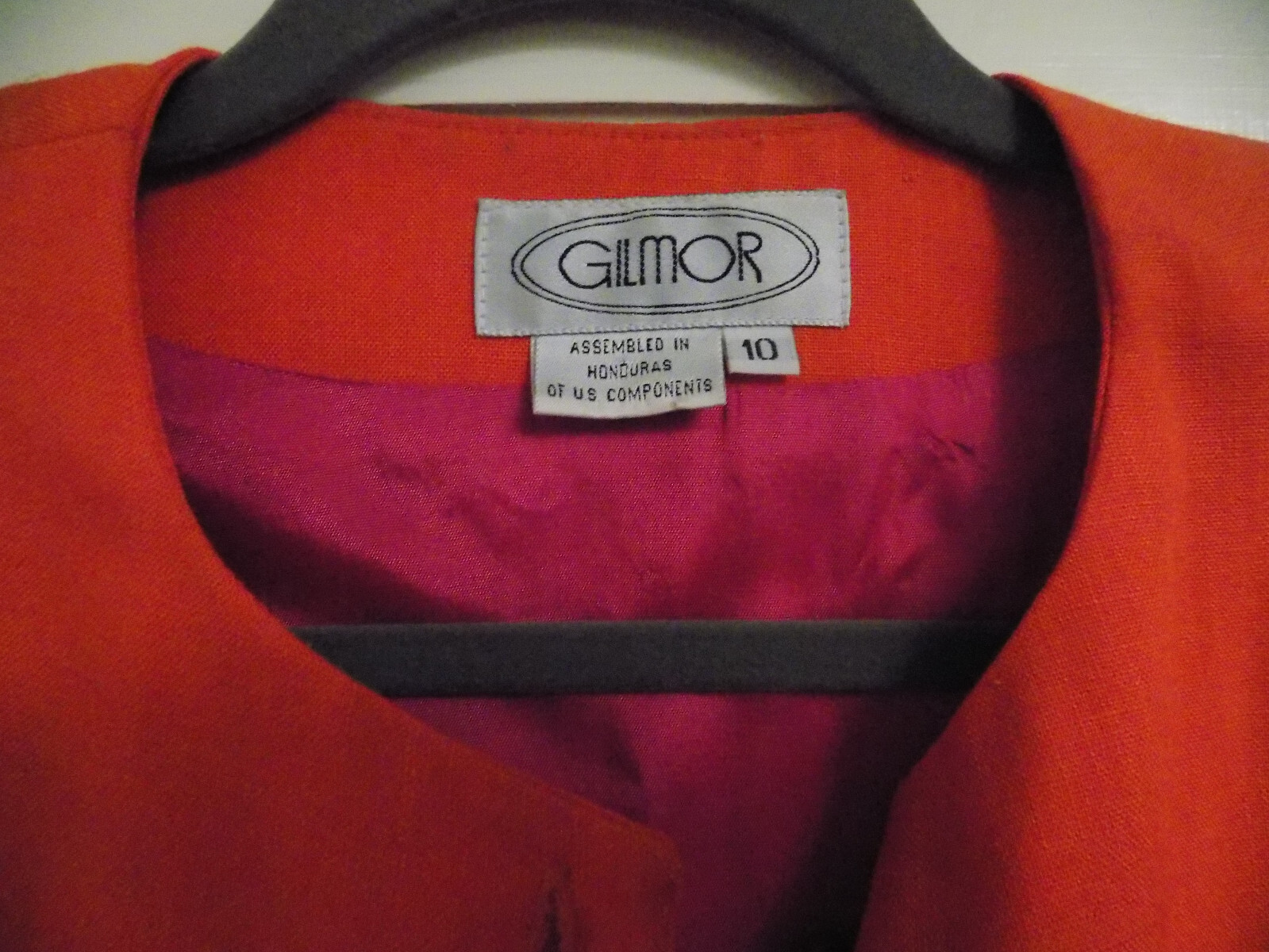Vtg Gilmor Sz 10 Boxy Button Jacket Blazer Colorblock Bright Orange Fuchsia Pink