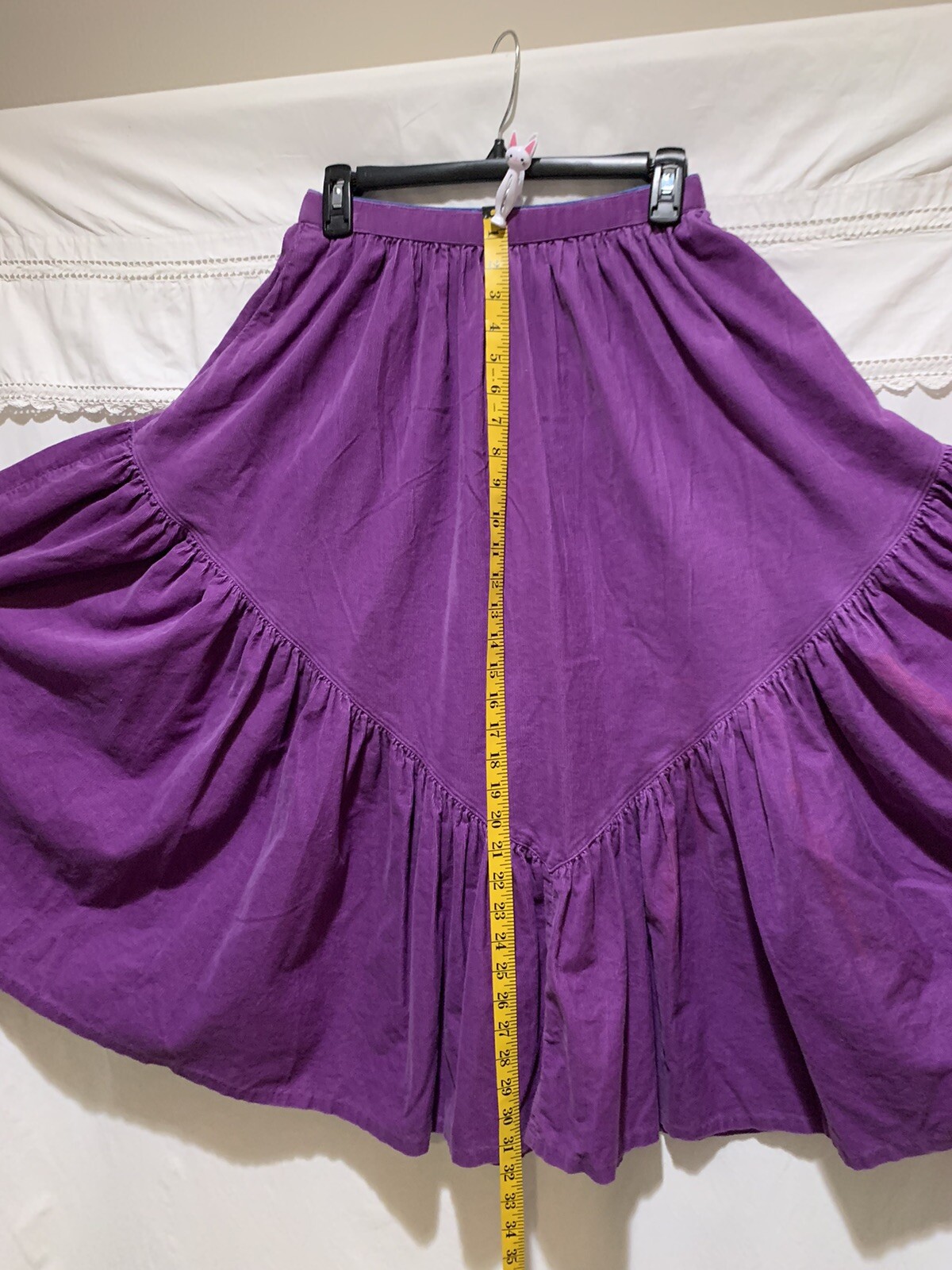 ❤️Vintage GENE EWING BIS 80s Purple Corduroy Midi Skirt California 26” Waist