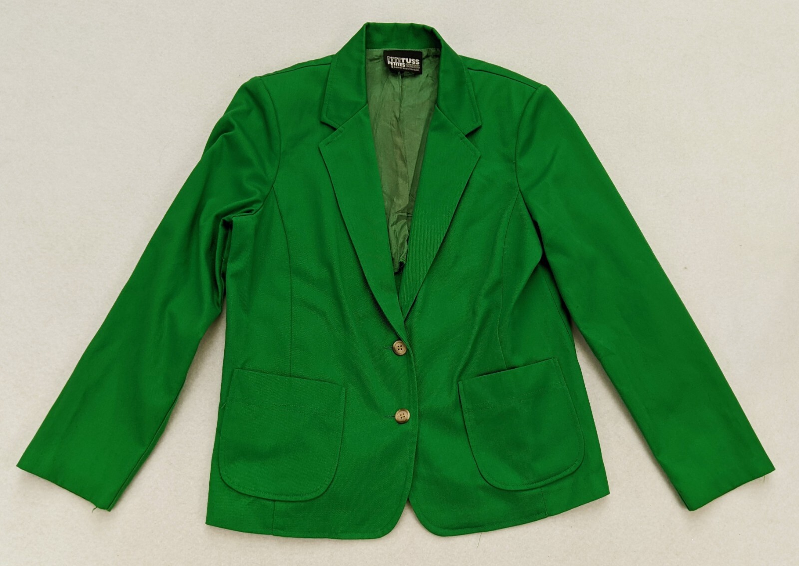 Vintage 70s Women’s Blazer Jacket Russ Petites Size PM Green 2-Button
