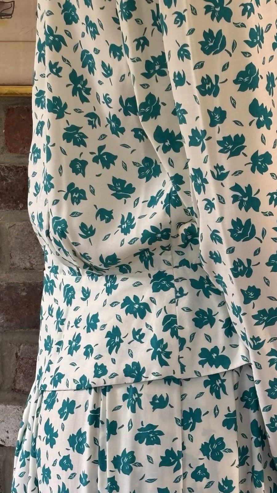 80’s green & white floral matching top and midi skirt