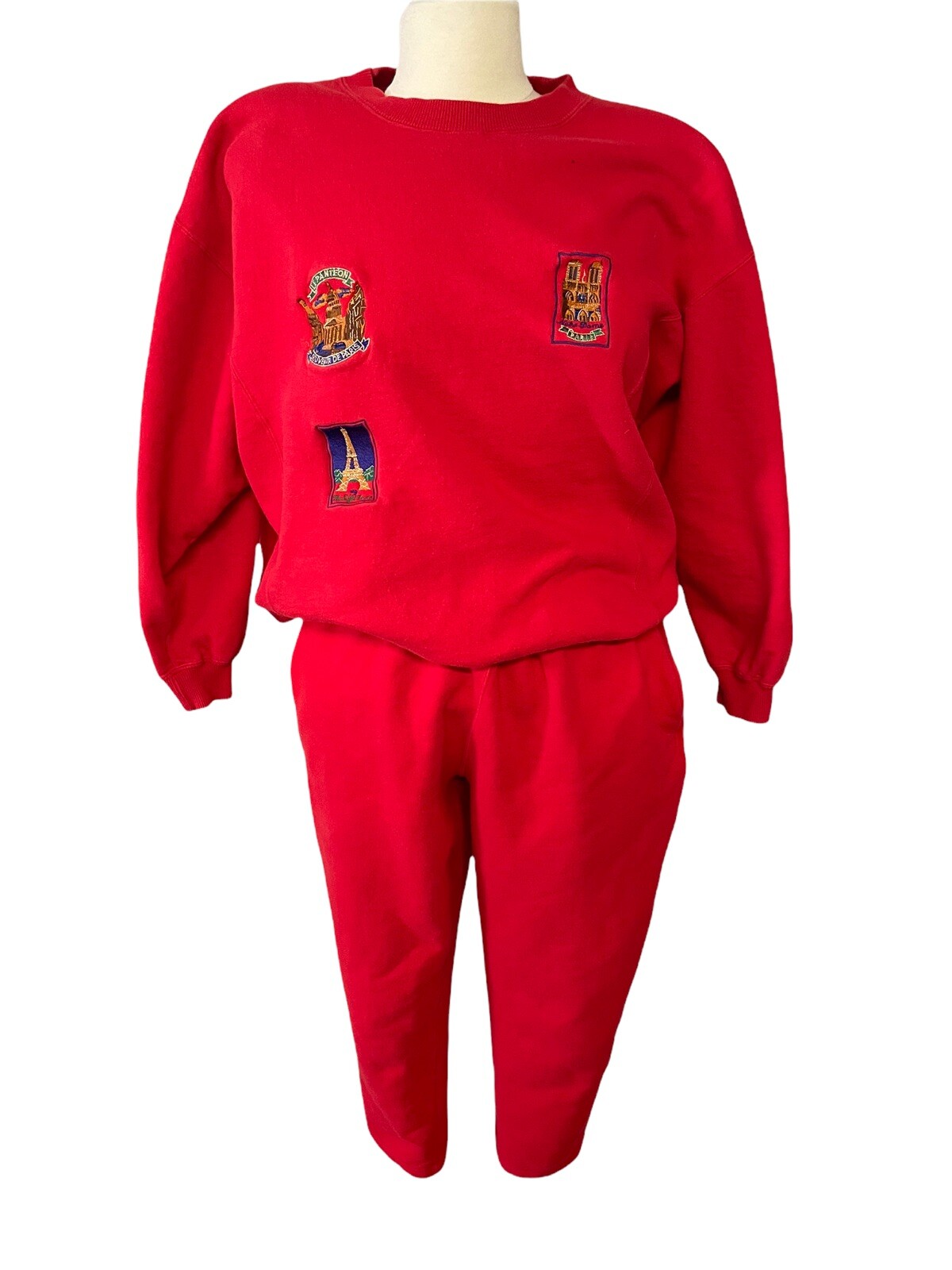 Totally 80s Vintage Adrienne Vittadini Red Track Suit Mall Walker Paris Themed