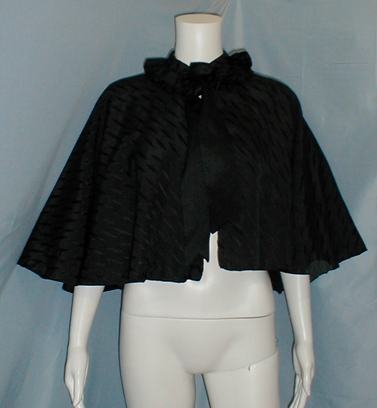 Antique Dress Cape Victorian 1890 Black Silk Moire Museum De-accessioned
