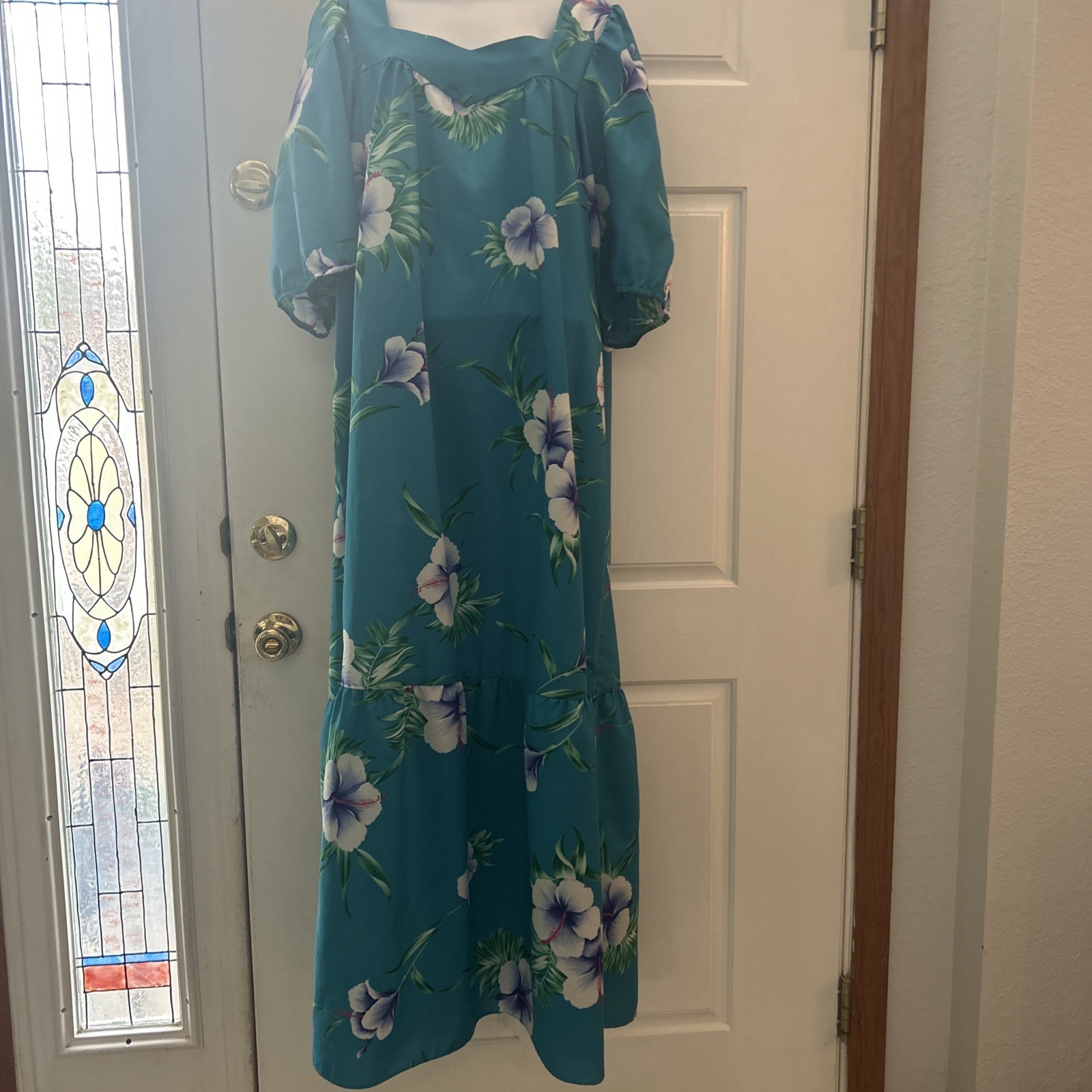 Vintage Original Helena’s Hawaiian Blue Floral Muumuu Maxi Dress Size 2xl