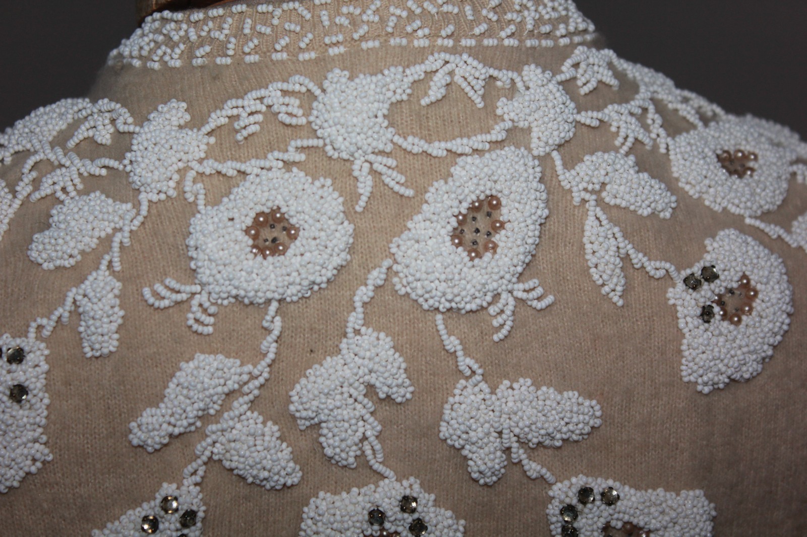 McMullen Angora wool Rabbit Hair beaded vintage Hong Kong cardigan XS rockabilly