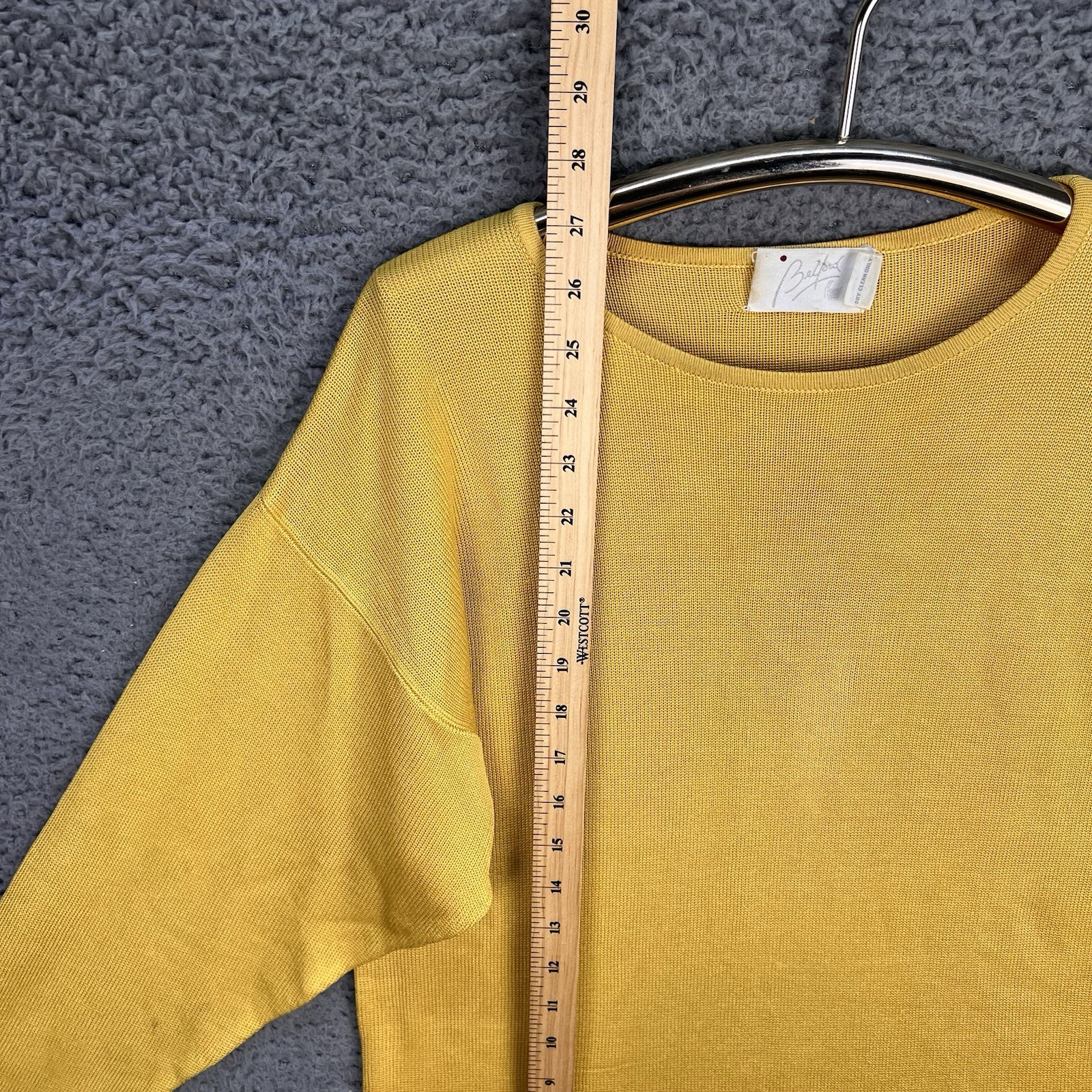 VTG Belford 100% Silk Top Medium Yellow 3/4 Sleeve Quiet Luxury Nautical Beach