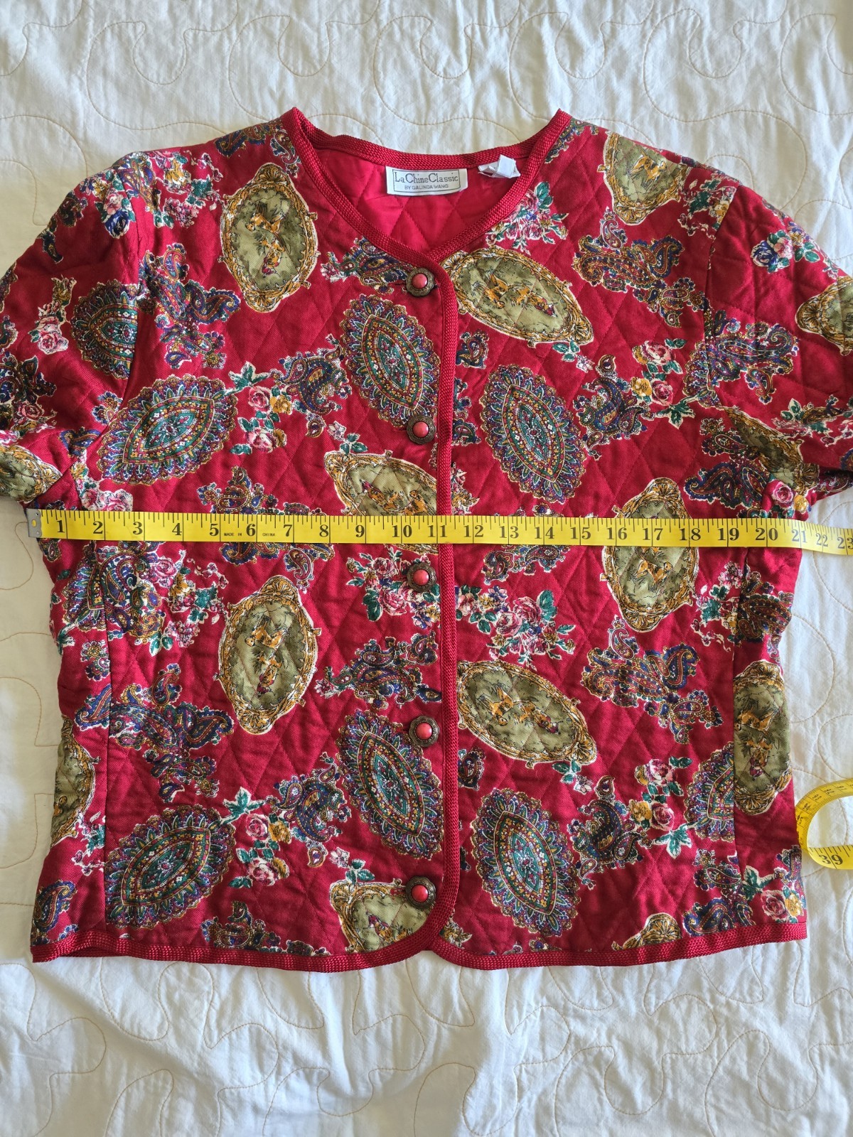 Vintage Galinda Wang Le Chine Classic Floral Hunting Jacket Womens Large 80s 90s