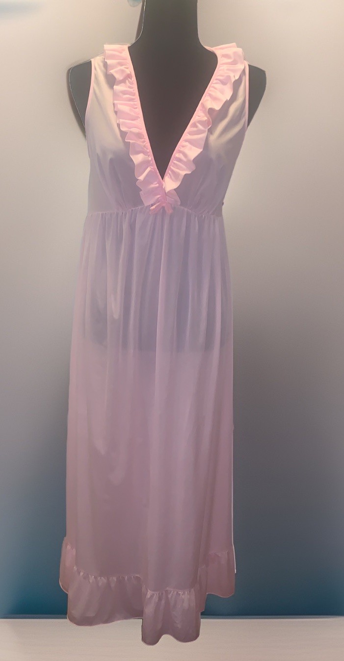 Vintage Gilead M Long Pink Babydoll Glamour Nightgown Nighty