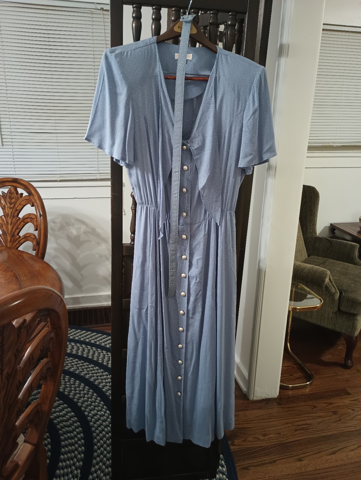 Vintage Brooks Brothers Womans Button Up Dress w/ Belt Size 10 Blue 🔥🔥